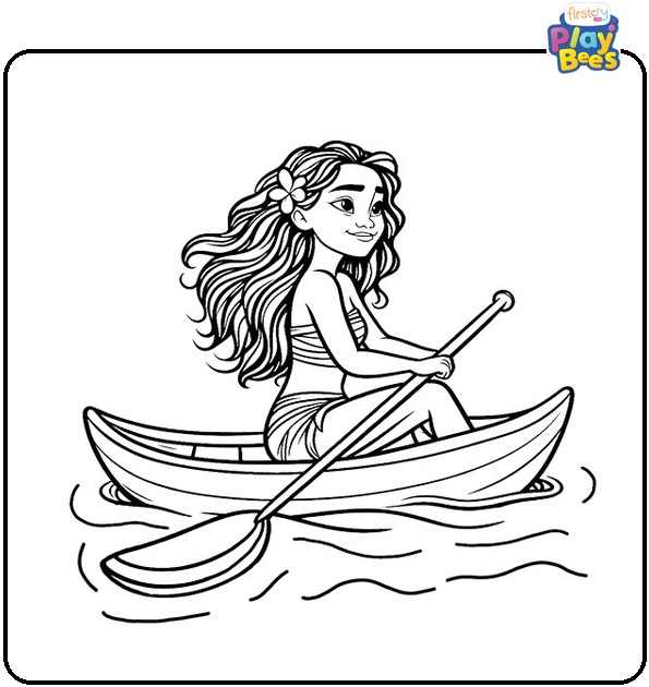 Moana Rowing Colouring Page Moana Rowing Colouring Page