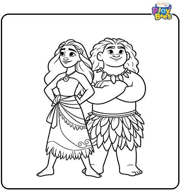 Moana and Maui Colouring Page Moana and Maui Colouring Page