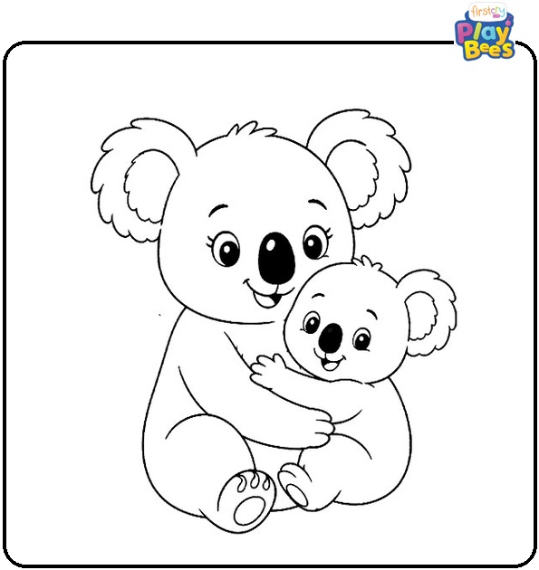 Mom and Baby Koala Coloring Page Mom and Baby Koala Coloring Page