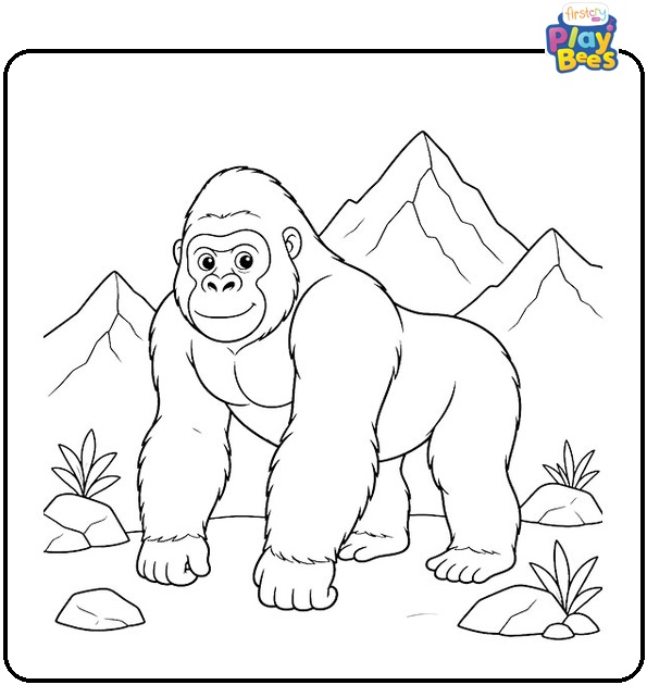 Mountain Gorilla Coloring Page