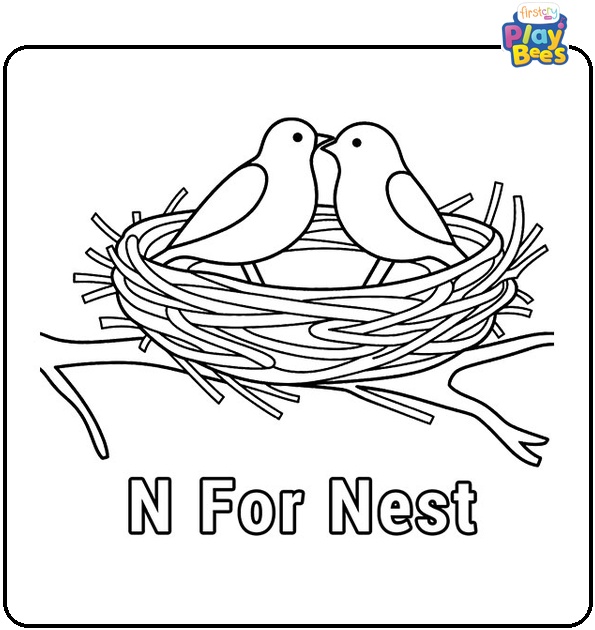 N is for Nest Coloring Page N is for Nest Coloring Page