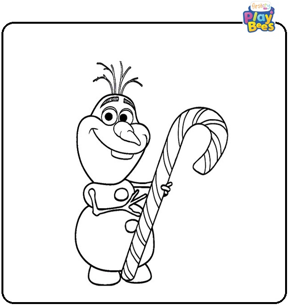 Olaf Holds A Candy Cane Coloring Page Olaf Holds A Candy Cane Coloring Page