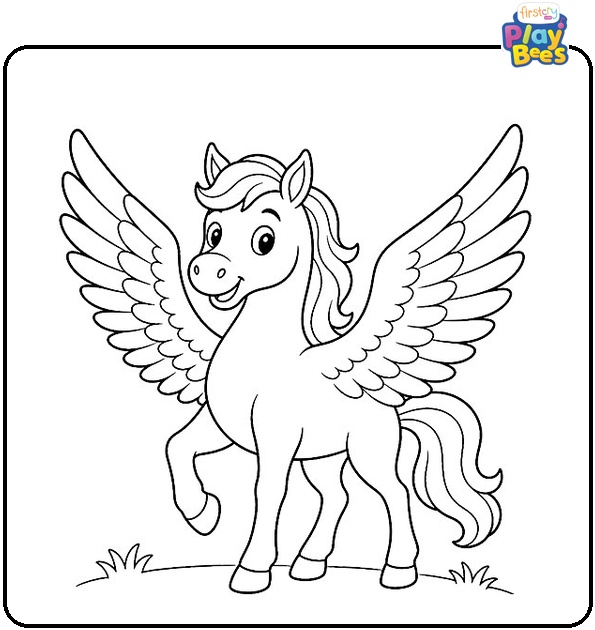 Pegasus Spreading Wings Coloring Page Pegasus Spreading Wings Coloring Page
