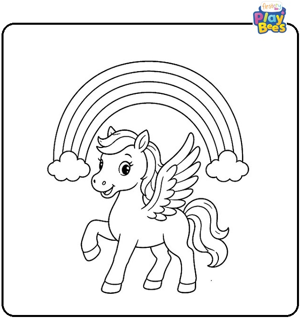 Pegasus Under Rainbow Coloring Page Pegasus Under Rainbow Coloring Page