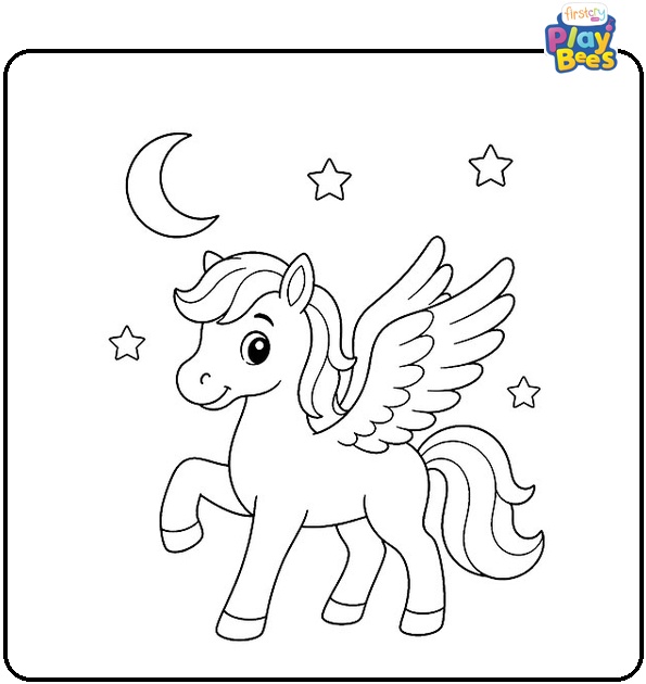 Pegasus Under Starry Sky Coloring Page Pegasus Under Starry Sky Coloring Page