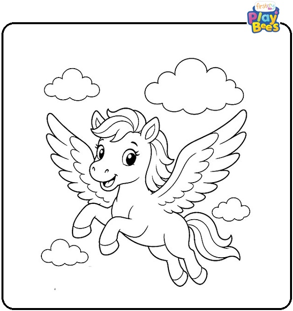 Pegasus in Clouds Coloring Page Pegasus in Clouds Coloring Page
