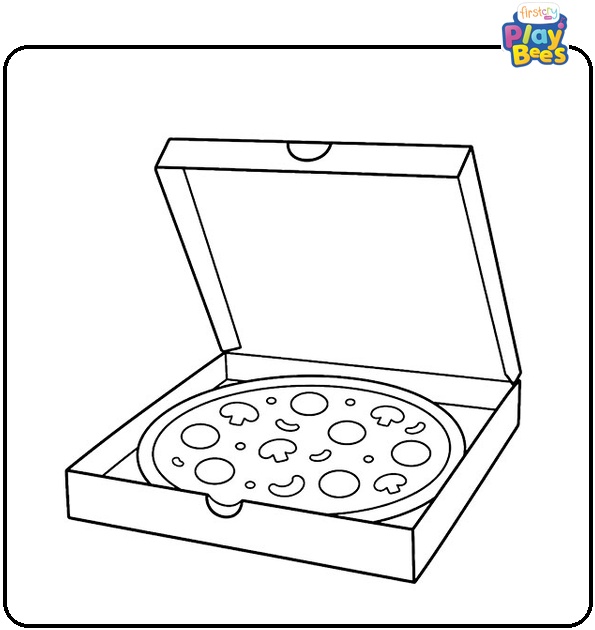 Pizza Box with Open Lid Coloring Page