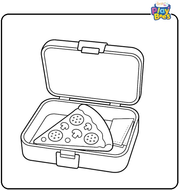 Pizza Slice in Lunch Box Coloring Page