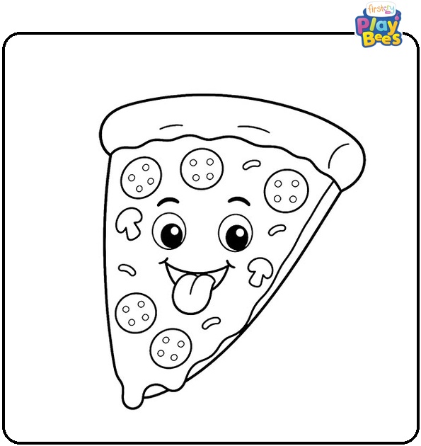 Pizza Slice with Tongue Out Coloring Page