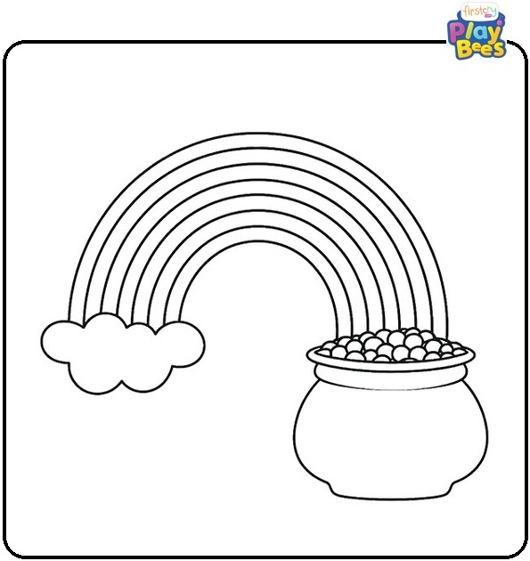 Pot of Gold on the End of Rainbow Coloring Page