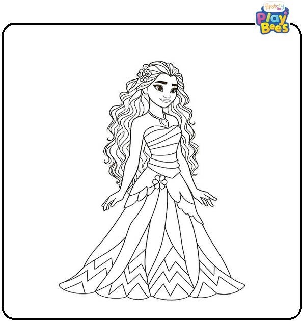 Moana Waialiki Princess Colouring Page Moana Waialiki Princess Colouring Page