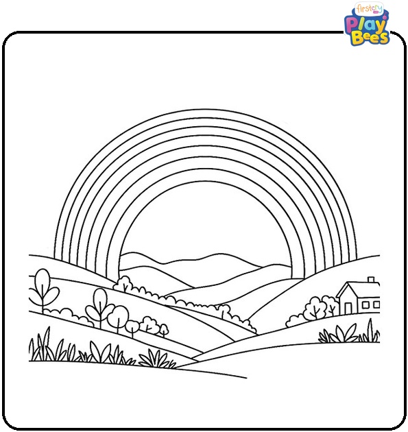 Rainbow In The Hills Coloring Page