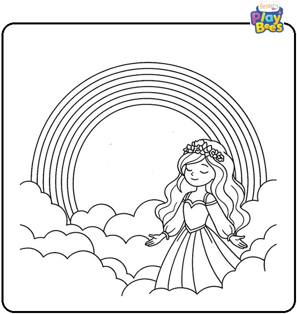 Rainbow Princess Coloring Page