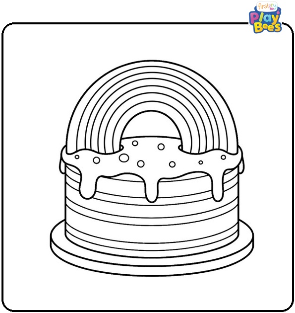 Rainbow on Cake Coloring Page