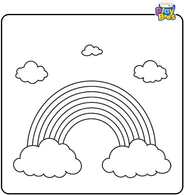 Rainbow with Clouds Coloring Page