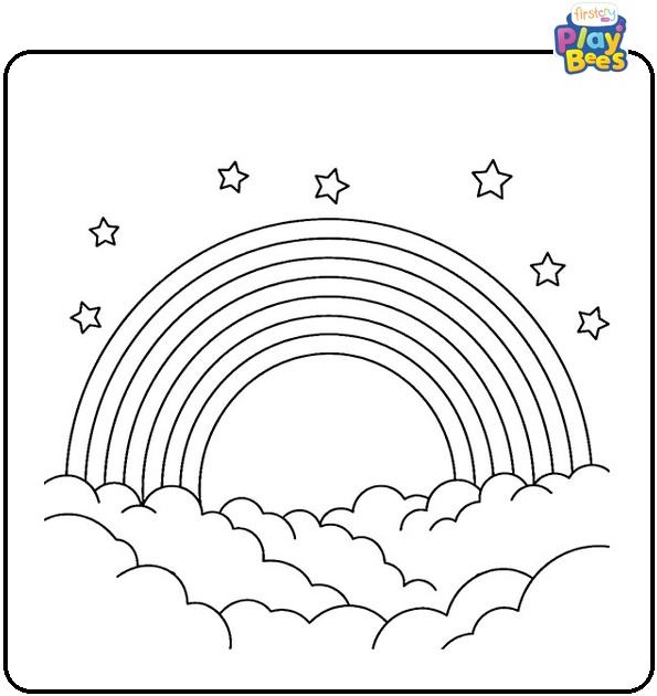 Rainbow with Stars Coloring Page