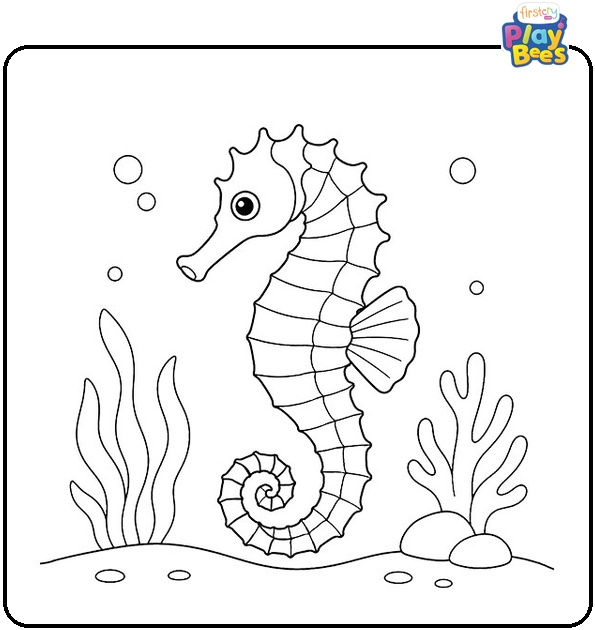 Realistic Seahorse Coloring Page