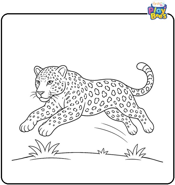 Running Leopard Coloring Page Running Leopard Coloring Page