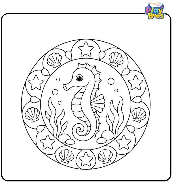 Seahorse Mandala Coloring Page