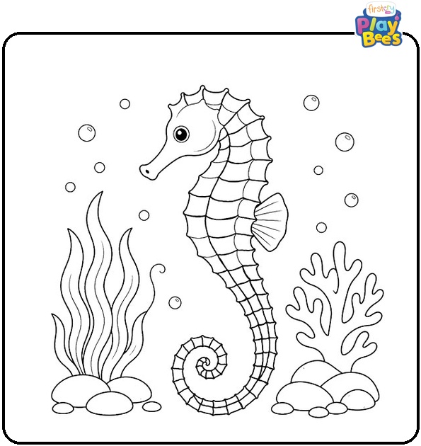 Seahorse with Long Tail Coloring Page