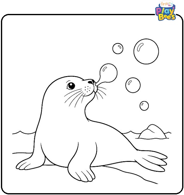 Seal Blowing Bubbles Coloring Page