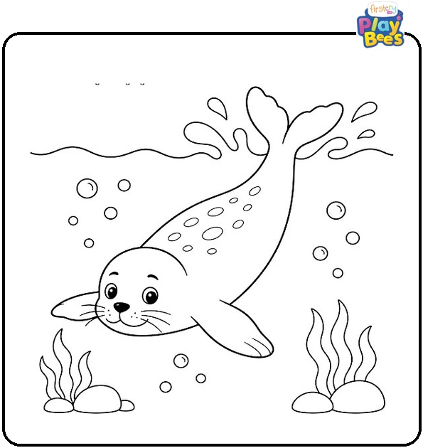 Seal Diving Coloring Page