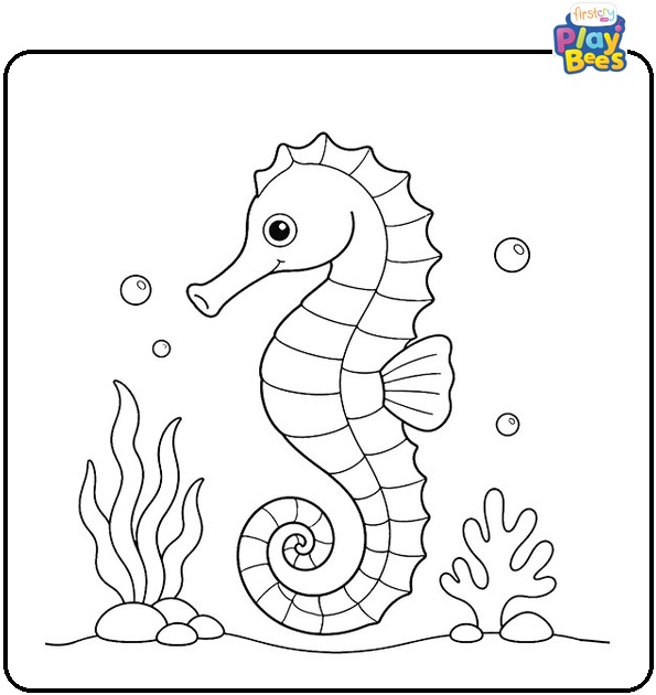 Simple Seahorse Coloring Page