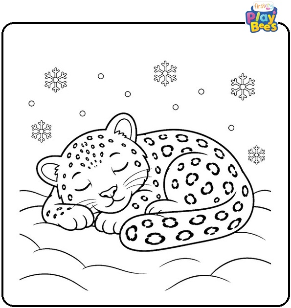 Sleeping Snow Leopard Coloring Page Sleeping Snow Leopard Coloring Page