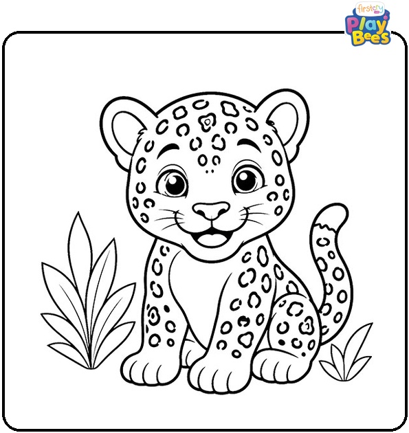 Smiling Baby Jaguar Coloring Page