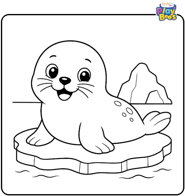 Smiling Baby Seal Coloring Page