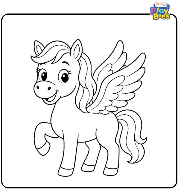Smiling Pegasus Coloring Page Smiling Pegasus Coloring Page