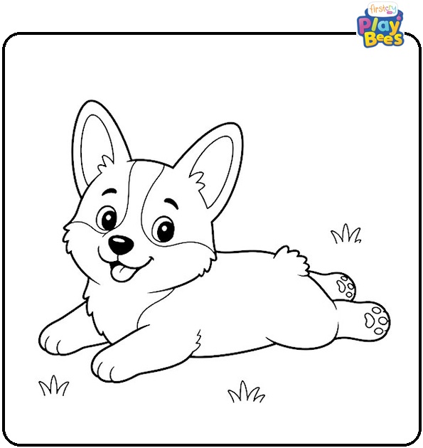 Splooting Corgi Coloring Page