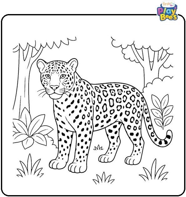 Spotted Jaguar Forest Coloring Page