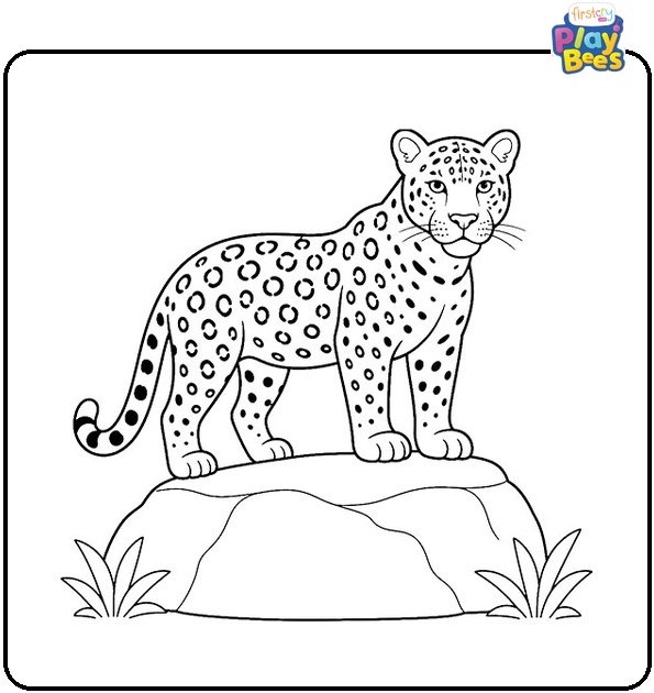 Spotted Jaguar on Rock Coloring Page