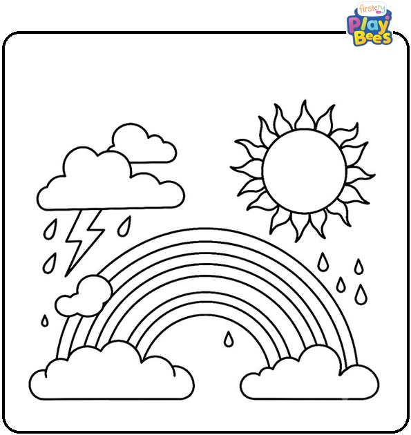 Sun and Rainbow Coloring Page