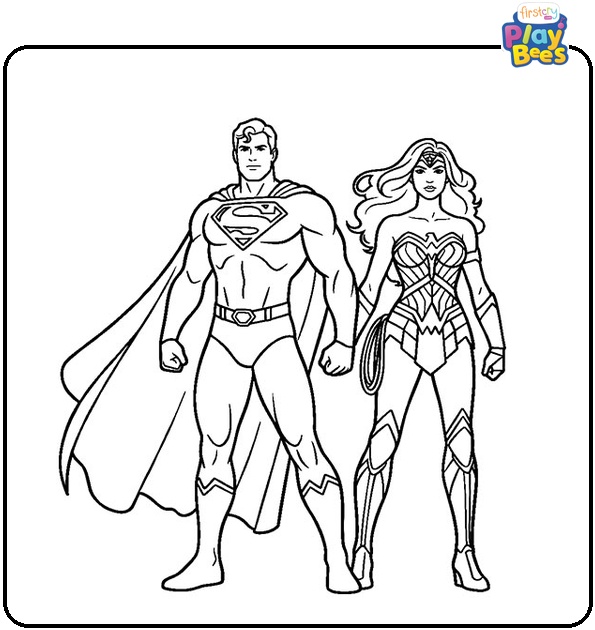 Superman And Wonder Woman Coloring Page