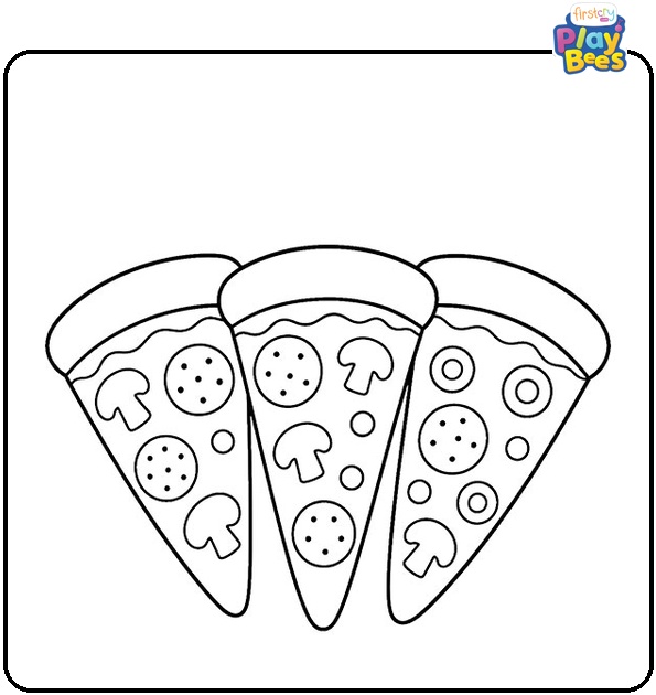 Three Pizza Slices Coloring Page