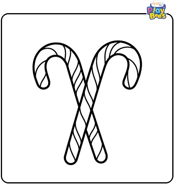 Two Candy Canes Crossed Together Coloring Page Two Candy Canes Crossed Together Coloring Page