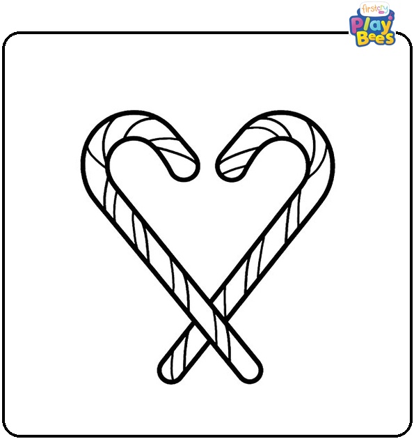 Two Candy Canes Form A Heart Coloring Page Two Candy Canes Form A Heart Coloring Page