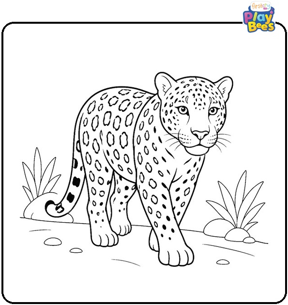 Walking Jaguar Coloring Page