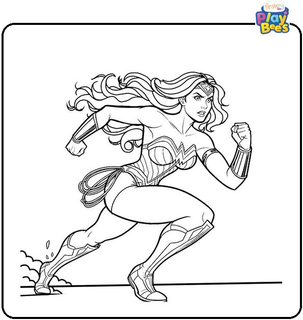 Wonder Woman Running Into Danger Coloring Page