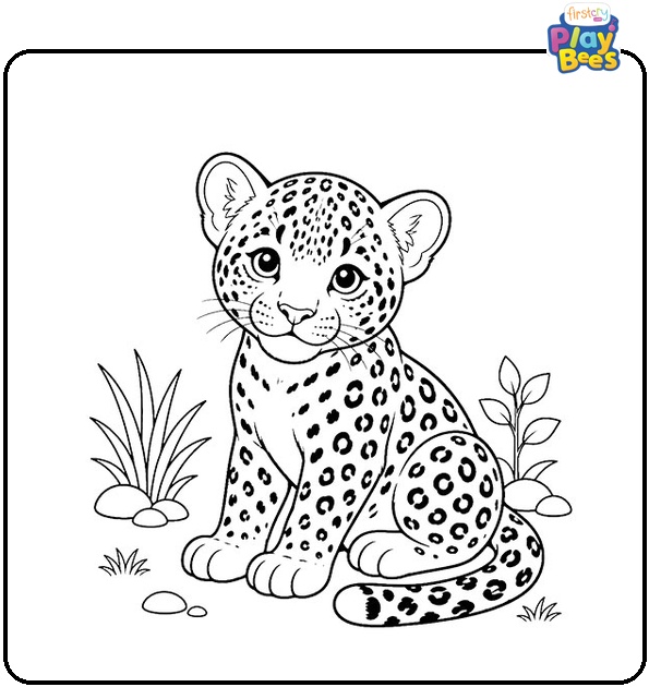 Little Smiling Leopard Coloring Page Little Smiling Leopard Coloring Page