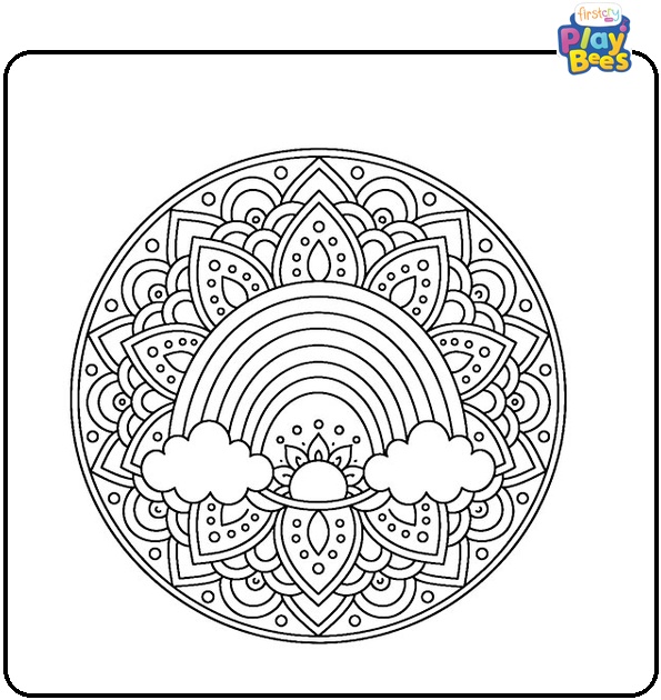 Rainbow Mandala Coloring Page