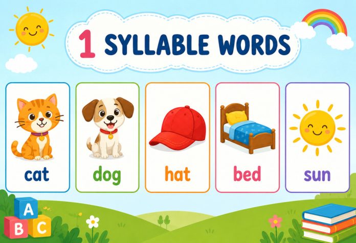 1 Syllable Words Word List, Examples & Activities for Kids