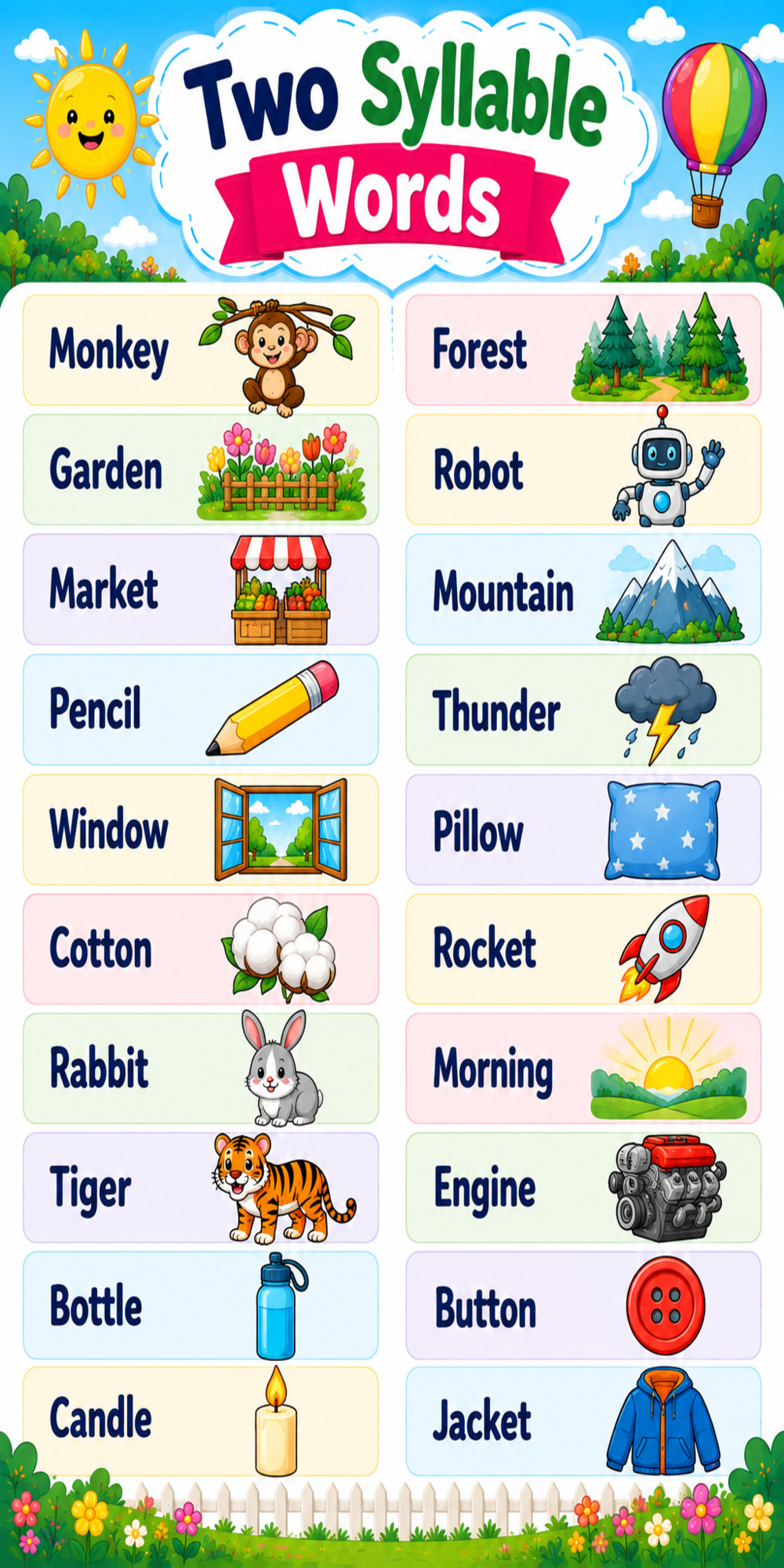 Two Syllable Picture Words