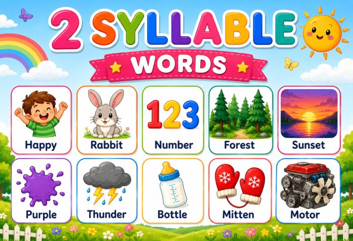 Two Syllable Words Word List, Examples & Activities for Kids