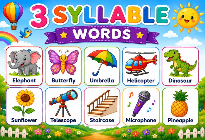 Three Syllable Words Word List, Examples & Activities for Kids