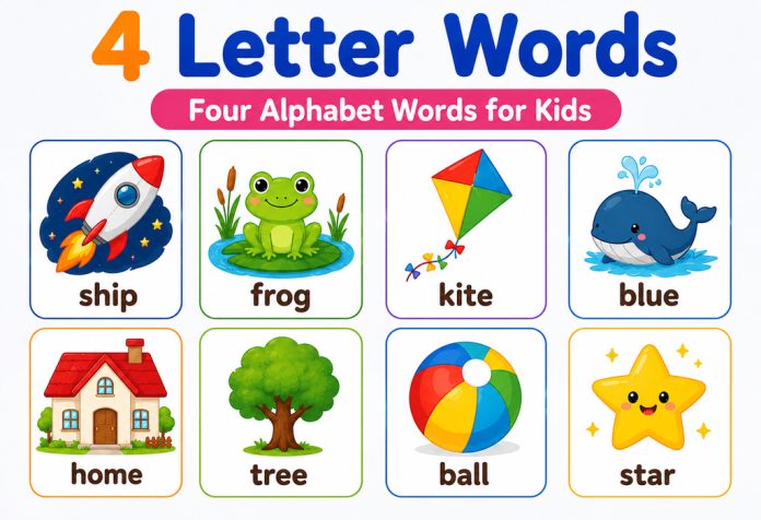 4 Letter Words - Four Alphabet Words for Kids