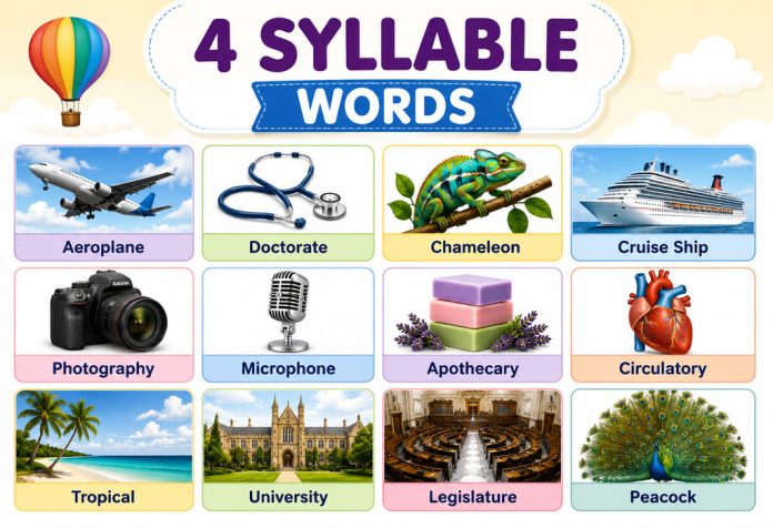 4 Syllable Words Word List, Examples & Activities for Kids