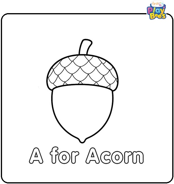 A for Acorn Coloring Page